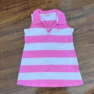 Hanna Andersson Pink and White Striped Polo Dress